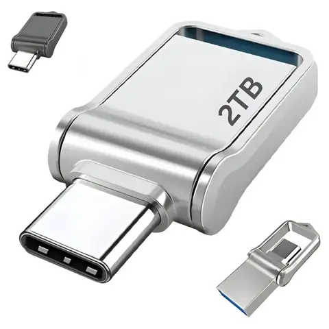 Memoria USB 2TB Tipo C Doble Conector USB-C y USB-A Plateada