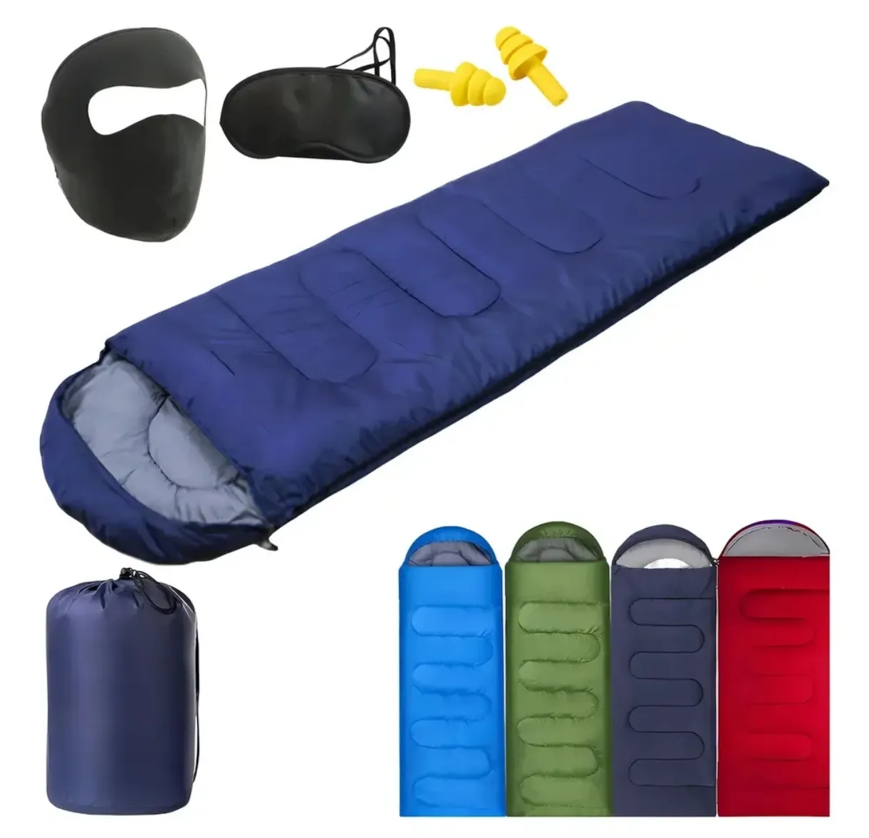 Sleeping Bag con Accesorios, Antifaz, Tapones y Bolsa