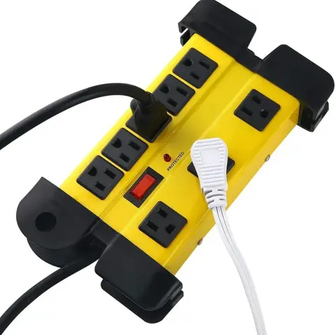 Multicontacto protegido amarillo 6 tomas con interruptor