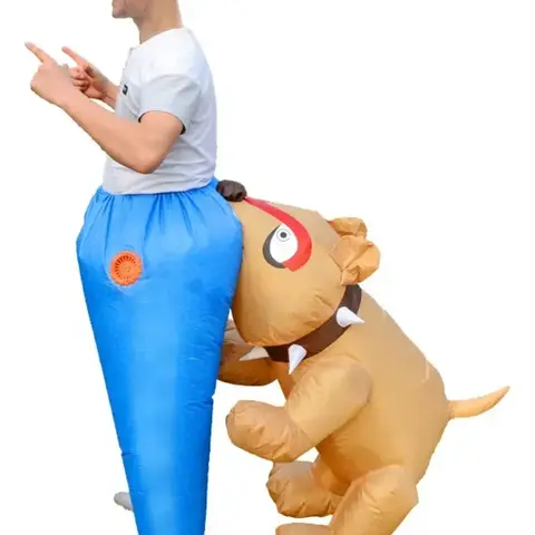 Disfraz Inflable de Perro Mordiéndote - Divertido y Novedoso