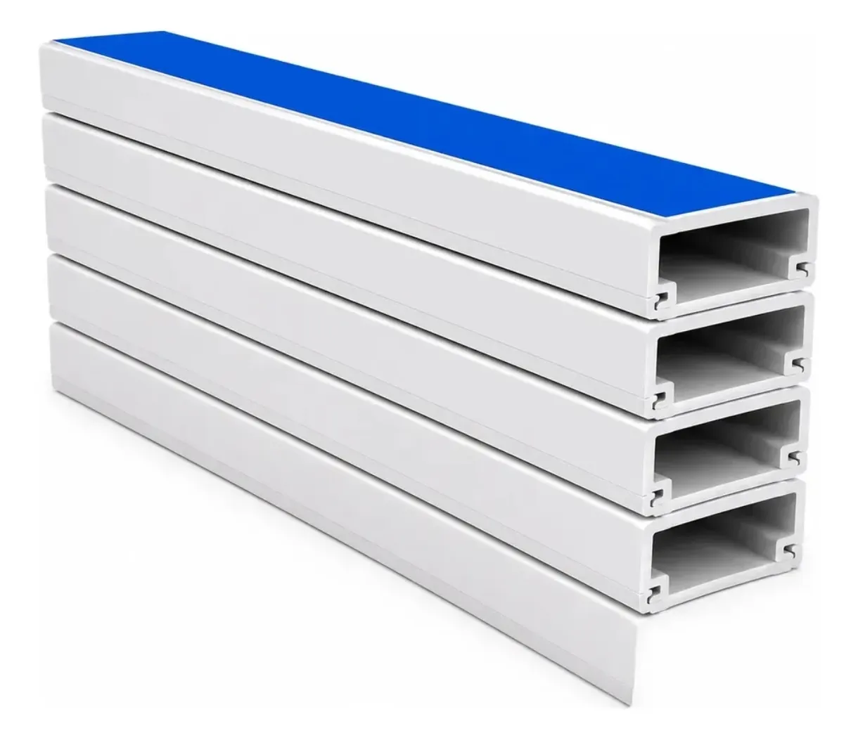 Perfiles de Aluminio Estructural Blanco con Tapa Azul - 4 Piezas