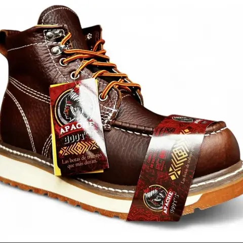 Botas de trabajo Apache industriales café piel con casquillo