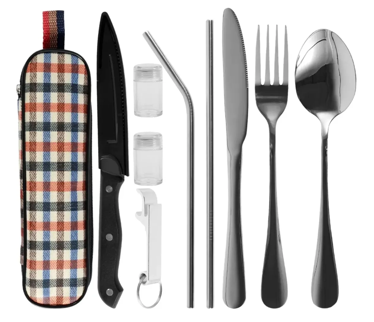 Set de Cubiertos Portátil de Acero Inoxidable con Estuche