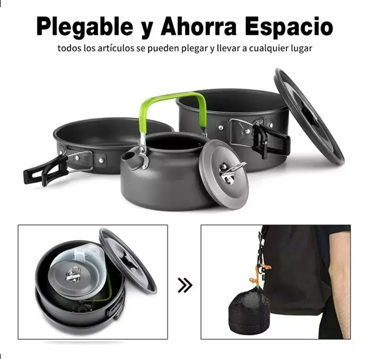 Set de utensilios de cocina plegables para camping y aire libre