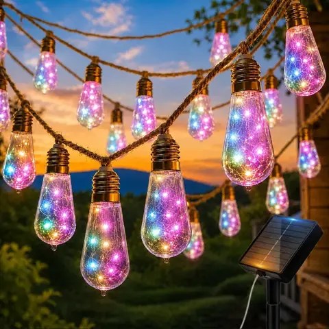 Luces Decorativas Solares LED Multicolor Tipo Edison para Jardín