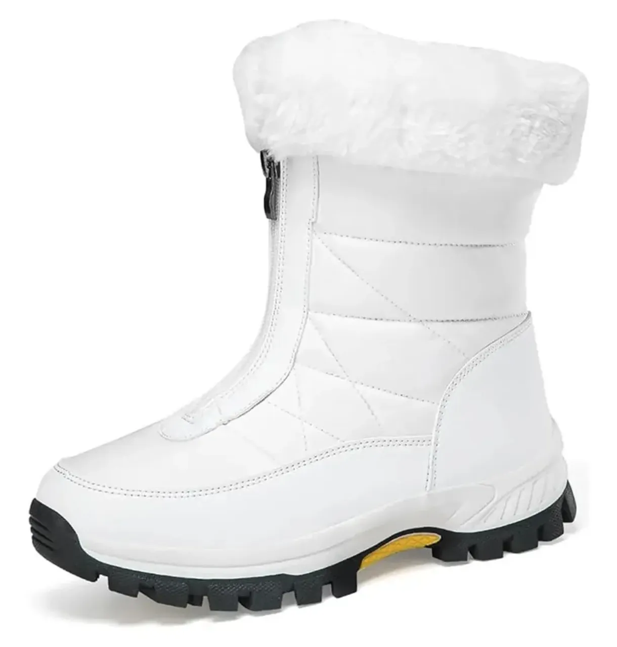 Botas de nieve blancas para mujer con forro de peluche