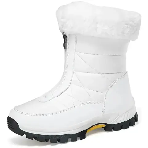 Botas de nieve blancas para mujer con forro de peluche
