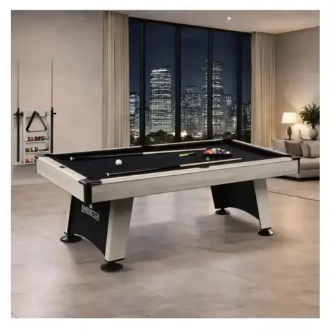Mesa de Billar Moderna Blanca y Negra con Accesorios Incluidos