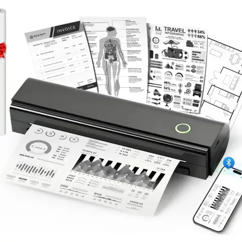 Escáner Portátil Térmico con Bluetooth y Rollo de Papel