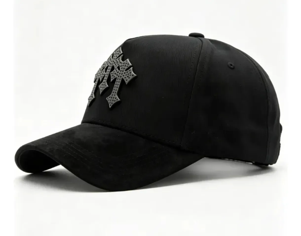 Gorra Negra con Logo Bordado en Gris Estilo Baseball