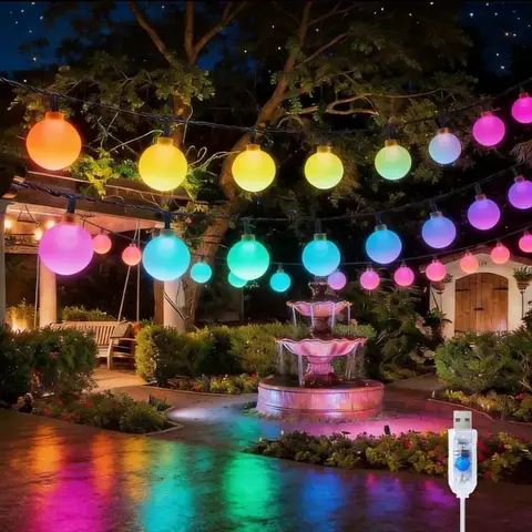Luces LED decorativas tipo esferas multicolor para exterior